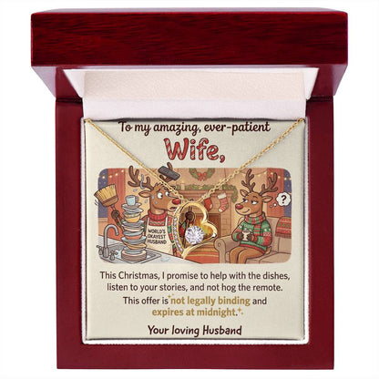 To My Wife Necklace From Husband, Funny Christmas Gift for Wife, Anniversary, Birthday Gift - Love Knot Necklace-LKN88569