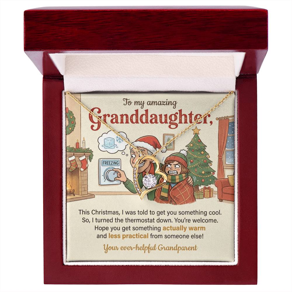 To My Granddaughter Necklace From Grandparent, Funny Christmas Gift, Xmas Present for Granddaughter, Holiday Gift Idea - Love Knot Necklace-LKN60839