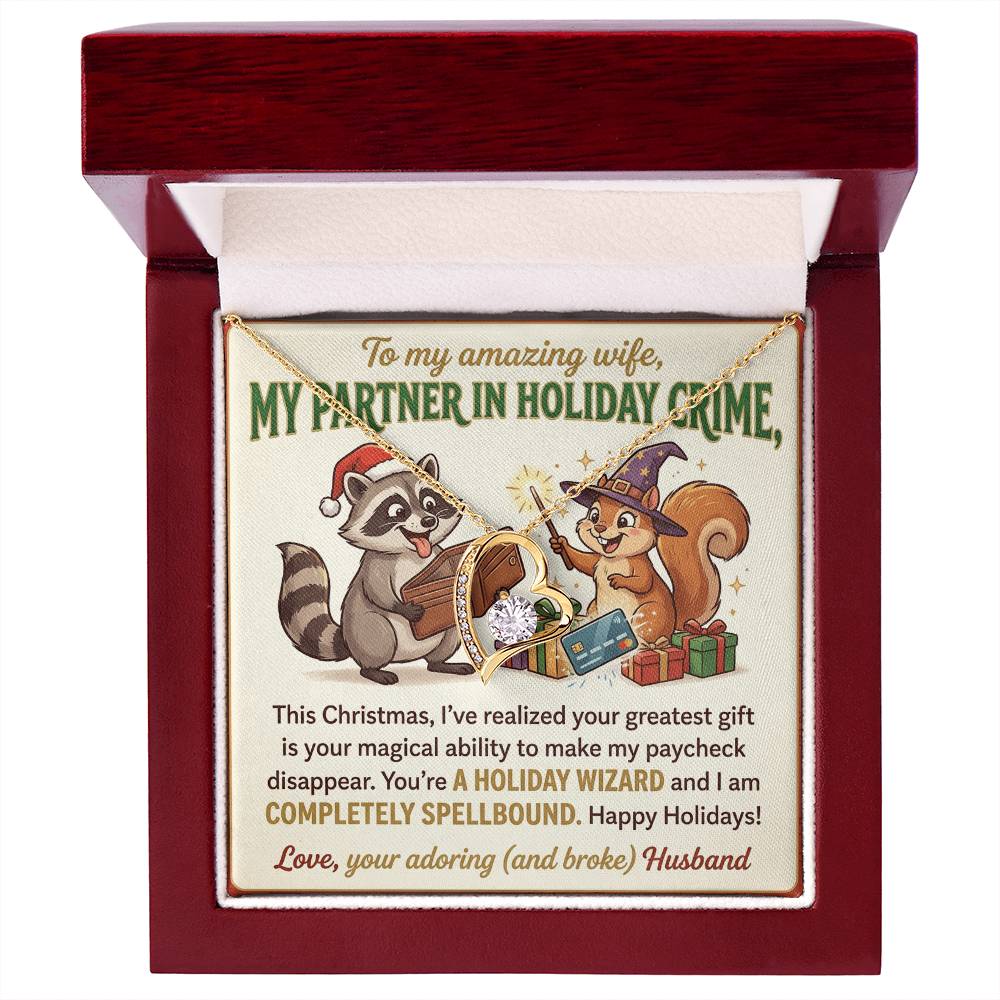 To My Wife Necklace From Husband, Funny Christmas Gift, Partner In Holiday Crime, Love Knot Necklace-LKN99813