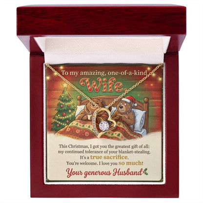 To My Wife Necklace From Husband, Funny Christmas Gift for Her, Holiday Present - Love Knot Necklace-LKN97291