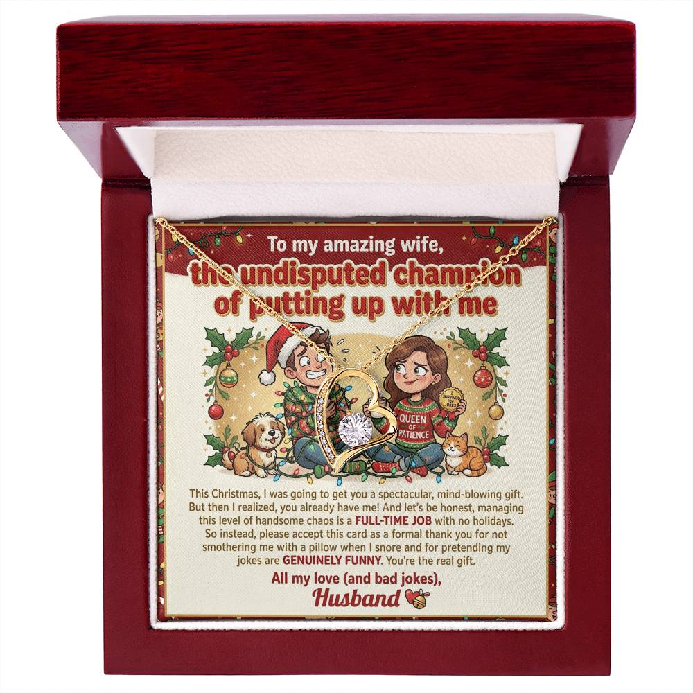 To My Wife Necklace From Husband, Funny Christmas Gift, Holiday Present For Her, Love Knot Necklace-LKN93284