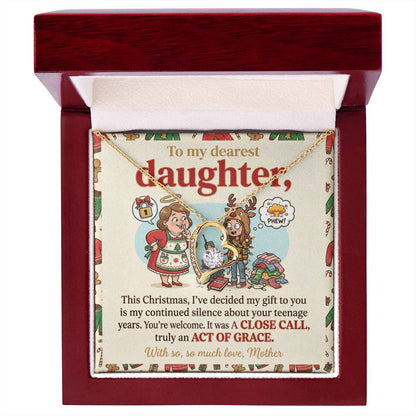 To My Daughter Necklace From Mother, Funny Christmas Gift, Hilarious Teenage Years Message, Act of Grace, Love Knot Necklace-LKN38581