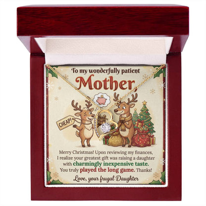 To My Mother Necklace From Daughter, Funny Christmas Gift, Mom Gift for Christmas, Merry Christmas Mom - Love Knot Necklace-LKN61313