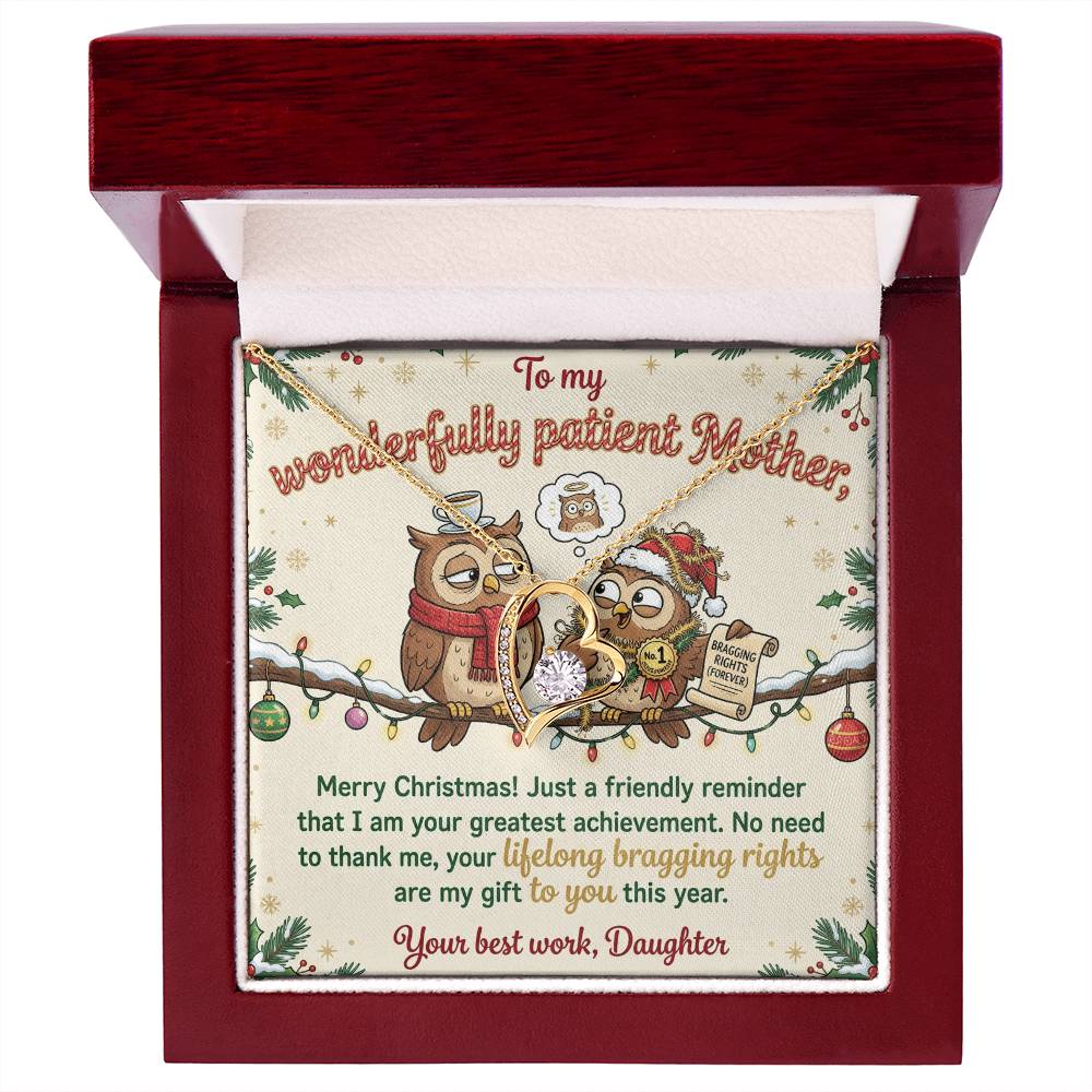 To My Mother Necklace From Daughter, Funny Christmas Gift, Mom Birthday Present, Your Greatest Achievement - Love Knot Necklace-LKN54481