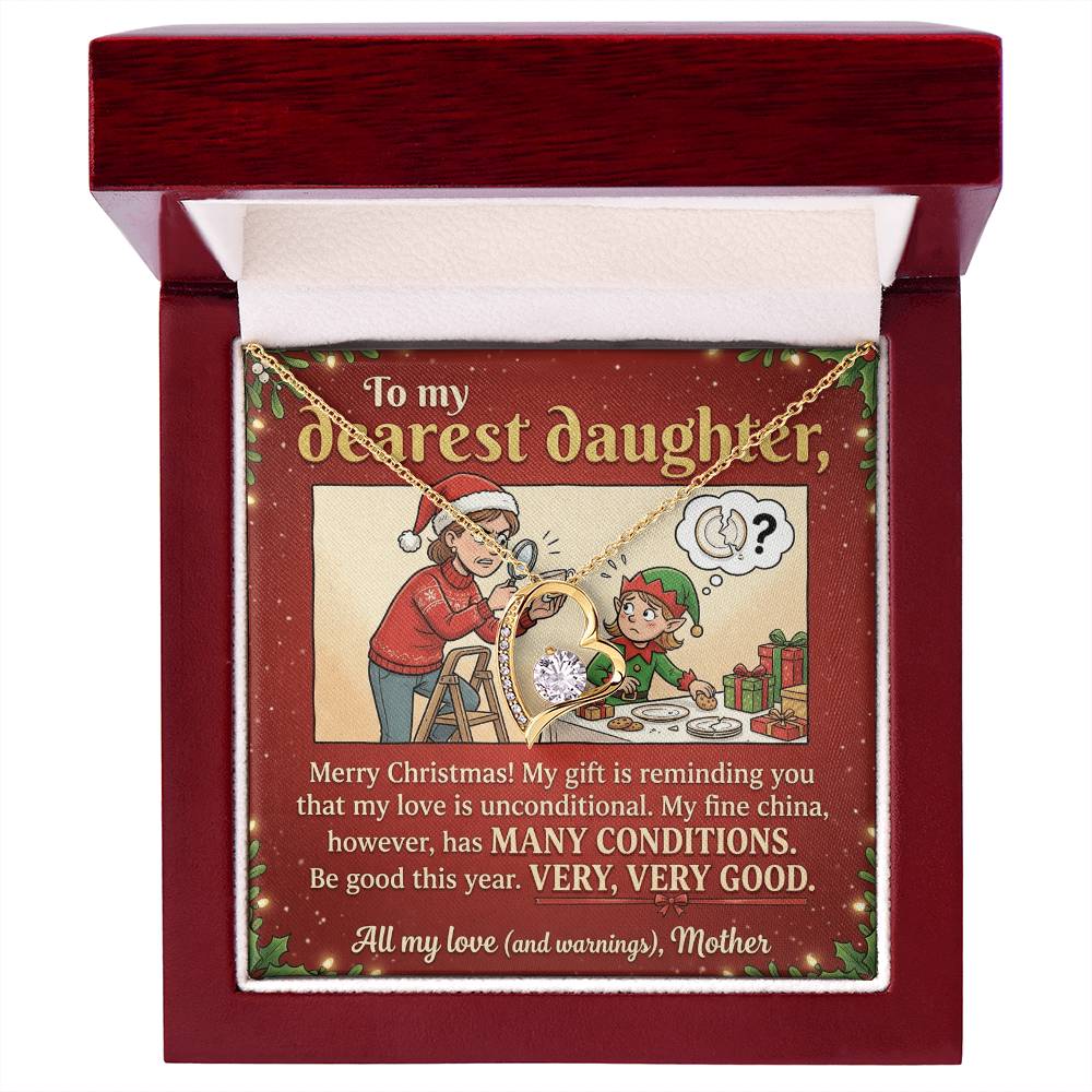 To My Daughter Necklace From Mother, Funny Christmas Gift, Unconditional Love, Holiday Present for Daughter - Love Knot Necklace-LKN99362