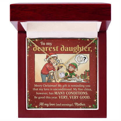 To My Daughter Necklace From Mother, Funny Christmas Gift, Unconditional Love, Holiday Present for Daughter - Love Knot Necklace-LKN99362