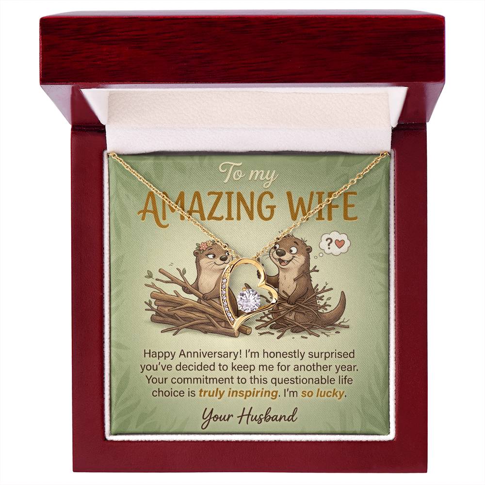 To My Wife Necklace From Husband, Funny Anniversary Gift For Her, I'm So Lucky - Love Knot Necklace-LKN13584