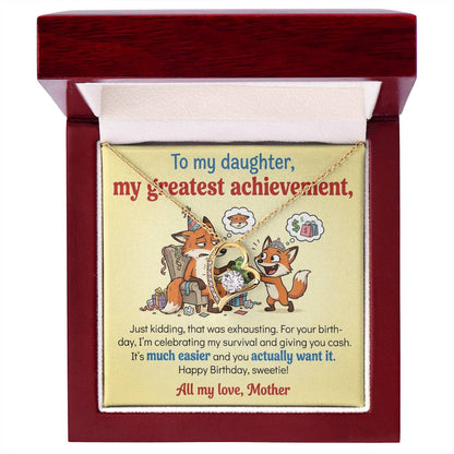 To My Daughter Necklace From Mother, Funny Birthday Gift For Daughter, Gift From Mom, Love Knot Necklace-LKN93599