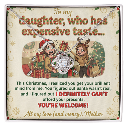 To My Daughter Necklace From Mother, Funny Christmas Gift For Daughter From Mom, Birthday Gift - Love Knot Necklace-LKN74071