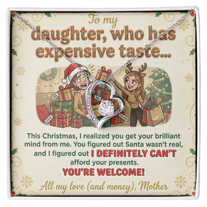 To My Daughter Necklace From Mother, Funny Christmas Gift For Daughter From Mom, Birthday Gift - Forever Love Necklace-FLN74071