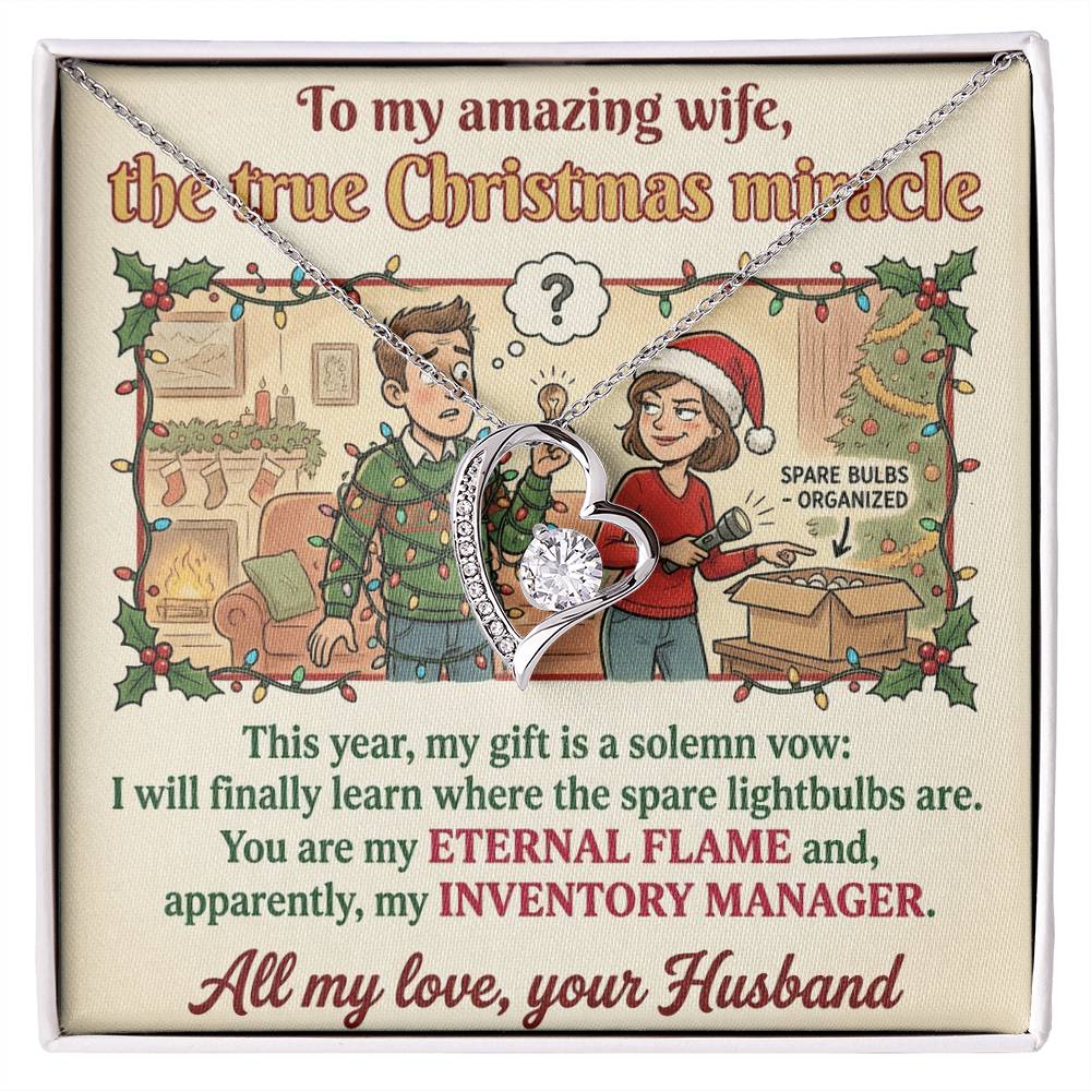 To My Wife Necklace From Husband, Funny Christmas Gift for Her, Holiday Present, Eternal Flame - Love Knot Necklace-LKN21365