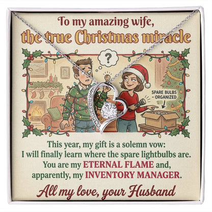 To My Wife Necklace From Husband, Funny Christmas Gift for Her, Holiday Present, Eternal Flame - Love Knot Necklace-LKN21365