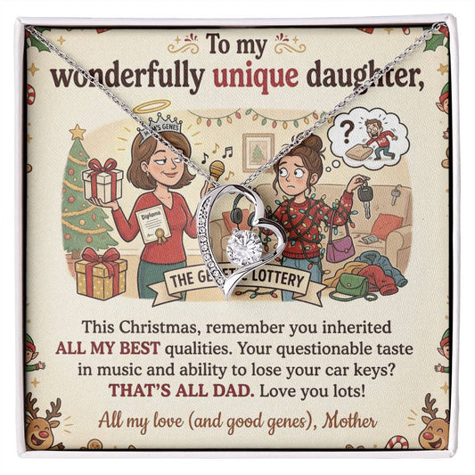 To My Daughter Necklace From Mother, Funny Christmas Gift For Daughter From Mom, Unique Birthday Gift - Love Knot Necklace-LKN19665