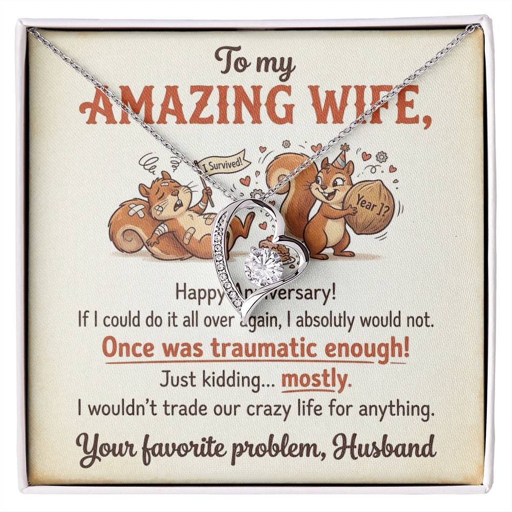 To My Wife Necklace From Husband, Funny Anniversary Gift For Her, Humorous Marriage Present, Love Knot Necklace-LKN60338