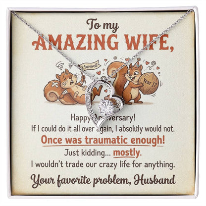 To My Wife Necklace From Husband, Funny Anniversary Gift For Her, Humorous Marriage Present, Love Knot Necklace-LKN60338
