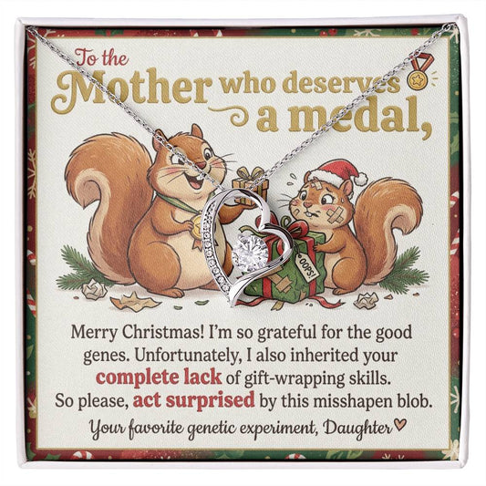 To My Mother Necklace From Daughter, Funny Christmas Gift, Holiday Gift for Mom - Love Knot Necklace-LKN83215