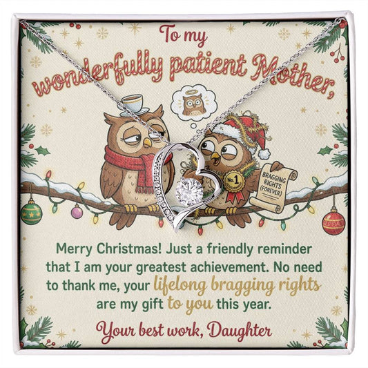 To My Mother Necklace From Daughter, Funny Christmas Gift, Mom Birthday Present, Your Greatest Achievement - Love Knot Necklace-LKN54481