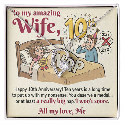 To My Wife Necklace From Husband, Funny 10th Anniversary Gift For Wife - Love Knot Necklace-LKN27220