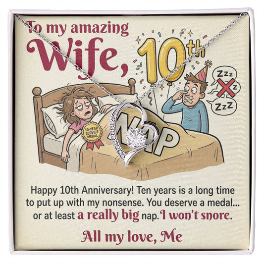To My Wife Necklace From Husband, Funny 10th Anniversary Gift For Wife - Love Knot Necklace-LKN27220