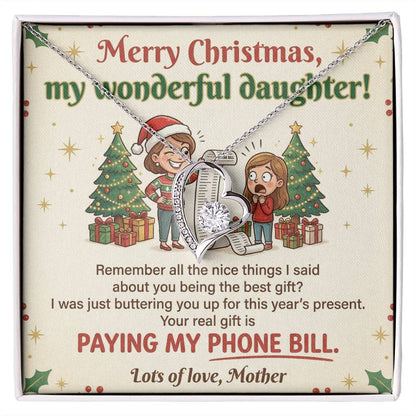 To My Daughter Necklace From Mother, Funny Christmas Gift, Sarcastic Holiday Present For Daughter From Mom, Love Knot Necklace-LKN74722