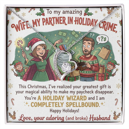 To My Wife Necklace From Husband, Funny Christmas Gift, Holiday Present for Her, My Partner in Crime - Love Knot Necklace-LKN24972