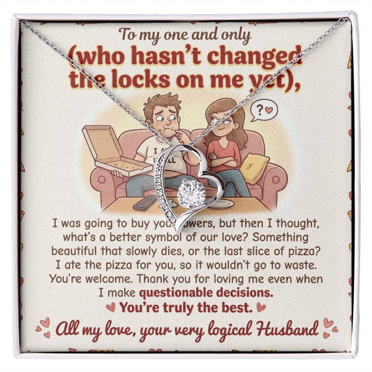To My Wife Necklace From Husband, Funny Anniversary Gift For Her, Romantic Birthday Present, Thank You For Loving Me - Love Knot Necklace-LKN91999