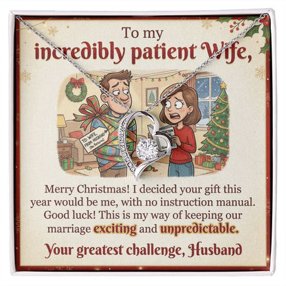 To My Wife Necklace From Husband, Funny Christmas Gift For Wife, Xmas Gift, Marriage Gift, Love Knot Necklace-LKN89109