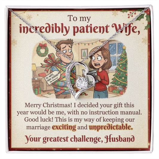 To My Wife Necklace From Husband, Funny Christmas Gift For Wife, Xmas Gift, Marriage Gift, Love Knot Necklace-LKN89109