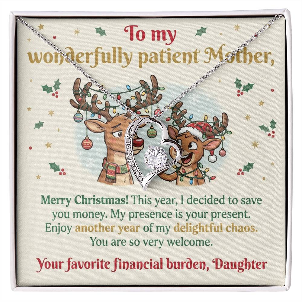 To My Mother Necklace From Daughter, Funny Christmas Gift for Mom, Sarcastic Holiday Present - Love Knot Necklace-LKN29926