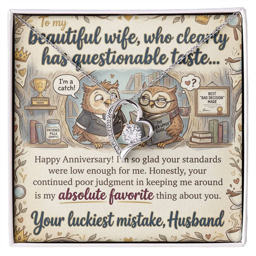 To My Wife Necklace From Husband, Funny Anniversary Gift For Her, Love Knot Necklace-LKN88044