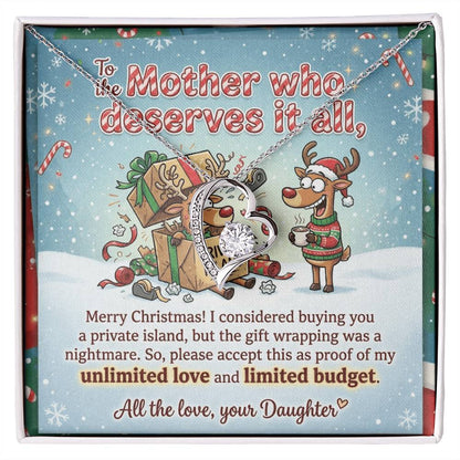 To My Mother Necklace From Daughter, Funny Christmas Gift For Mom, Mother Daughter Christmas Present, Love Knot Necklace-LKN43258