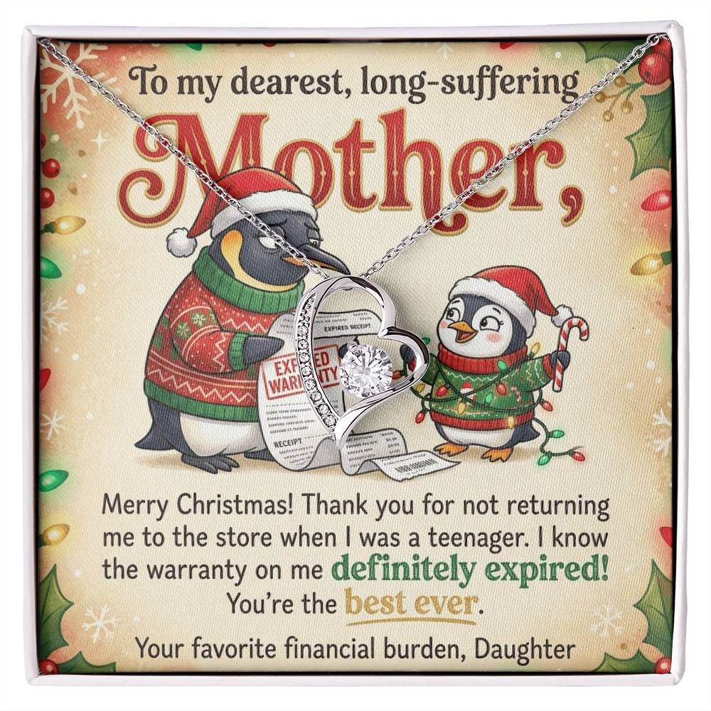 To My Mother Necklace From Daughter, Funny Christmas Gift For Mom, Birthday Present, Best Mom Ever Gift - Love Knot Necklace-LKN75077