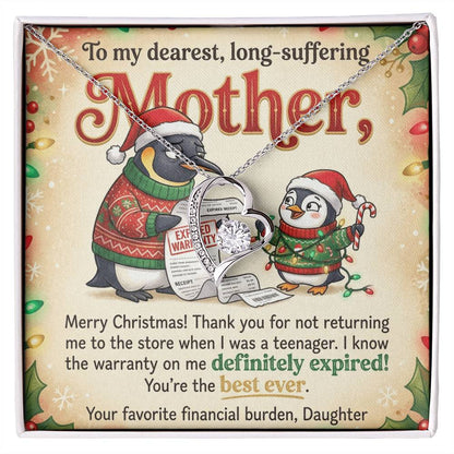 To My Mother Necklace From Daughter, Funny Christmas Gift For Mom, Birthday Present, Best Mom Ever Gift - Love Knot Necklace-LKN75077