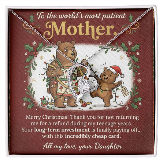 To My Mother Necklace From Daughter, Funny Christmas Gift for Mom, Mother Daughter Jewelry - Love Knot Necklace-LKN38433