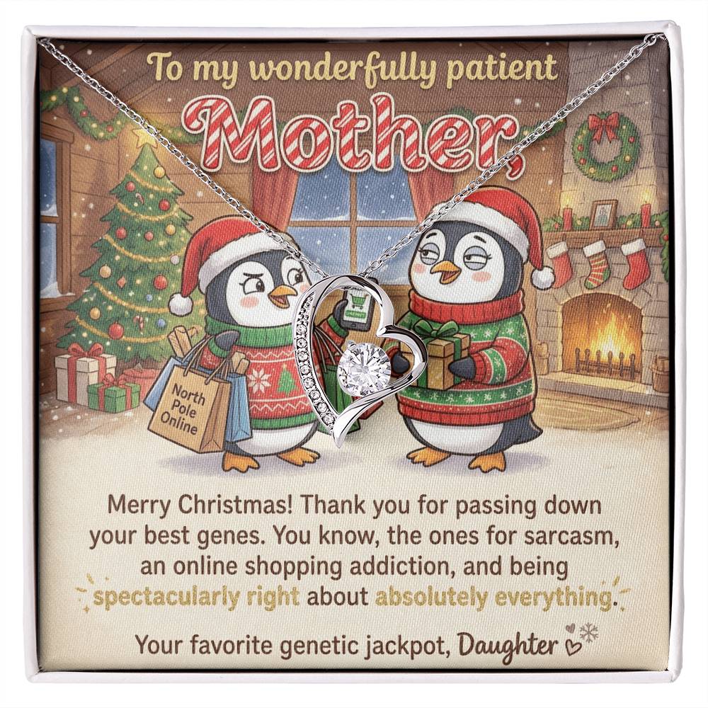 To My Mother Necklace From Daughter, Funny Merry Christmas Gift, Mom Christmas Present, Sarcastic Genes Gift - Love Knot Necklace-LKN81219