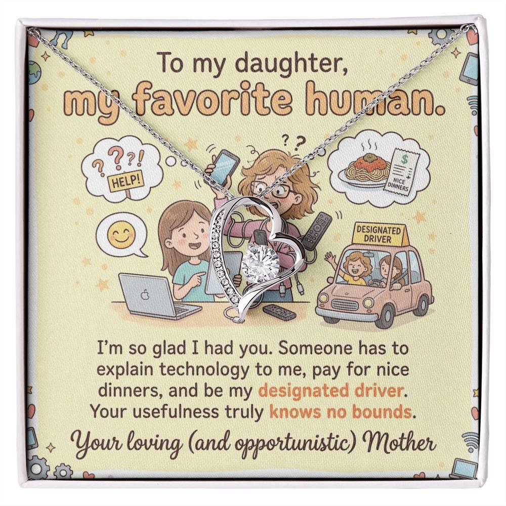 To My Daughter Necklace From Mother - Funny Birthday Gift for Daughter, Christmas Present From Mom, Appreciation Gift - Love Knot Necklace-LKN12314