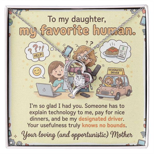 To My Daughter Necklace From Mother - Funny Birthday Gift for Daughter, Christmas Present From Mom, Appreciation Gift - Love Knot Necklace-LKN12314