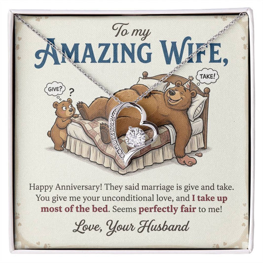 To My Wife Necklace From Husband, Funny Anniversary Gift, Romantic Gift for Her, Wife Gift - Love Knot Necklace-LKN80275
