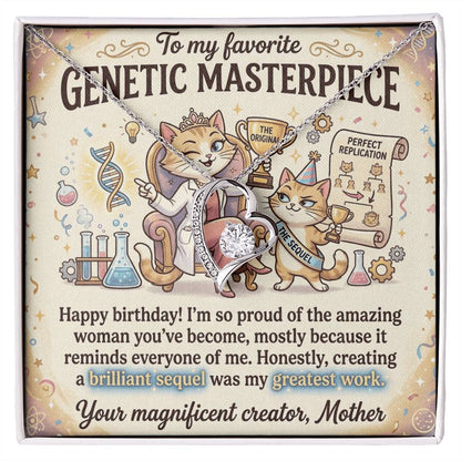 To My Daughter Necklace From Mom - Happy Birthday Gift, Funny Sentimental Gift for Adult Daughter, Genetic Masterpiece - Love Knot Necklace-LKN82560