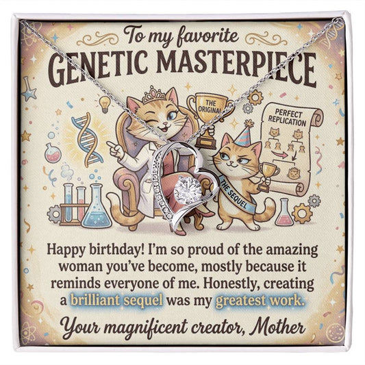 To My Daughter Necklace From Mom - Happy Birthday Gift, Funny Sentimental Gift for Adult Daughter, Genetic Masterpiece - Love Knot Necklace-LKN82560