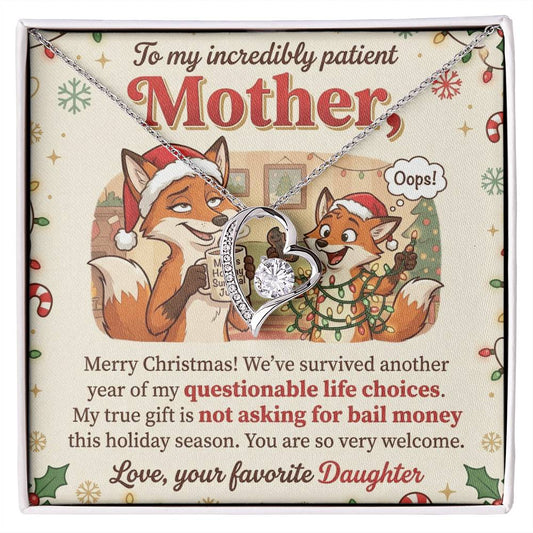 To My Mother Necklace From Daughter, Funny Christmas Gift For Mom, Holiday Present, Mother Daughter Gift - Love Knot Necklace-LKN49035