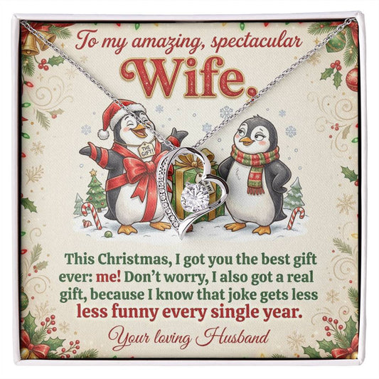 To My Wife Necklace From Husband, Funny Christmas Gift, Romantic Xmas Present for Her, Anniversary Gift, Love Knot Necklace-LKN18529