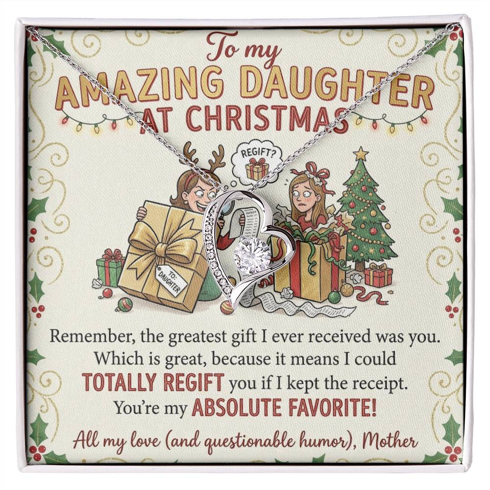 To My Daughter Necklace From Mother - Funny Christmas Gift, Holiday Present For My Absolute Favorite Daughter - Love Knot Necklace-LKN12631
