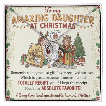 To My Daughter Necklace From Mother - Funny Christmas Gift, Holiday Present For My Absolute Favorite Daughter - Love Knot Necklace-LKN12631