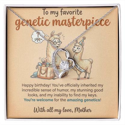 To My Genetic Masterpiece Necklace From Mother, Funny Birthday Gift For Daughter, Unique Gift From Mom - Love Knot Necklace-LKN14332