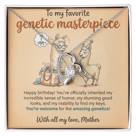 To My Genetic Masterpiece Necklace From Mother, Funny Birthday Gift For Daughter, Unique Gift From Mom - Love Knot Necklace-LKN14332