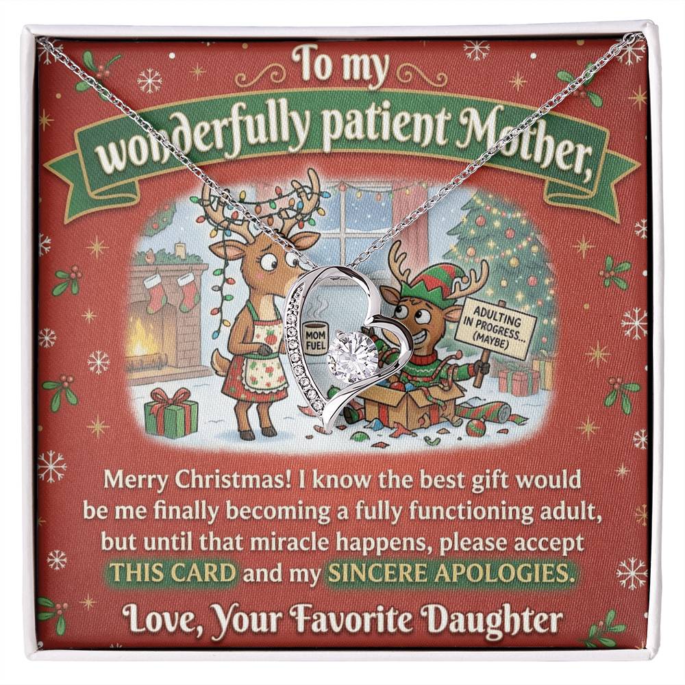 To My Mother Necklace From Daughter, Funny Christmas Gift for Mom, Adulting In Progress - Love Knot Necklace-LKN99492