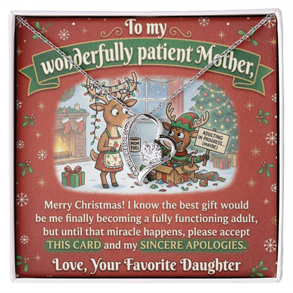 To My Mother Necklace From Daughter, Funny Christmas Gift for Mom, Adulting In Progress - Love Knot Necklace-LKN99492