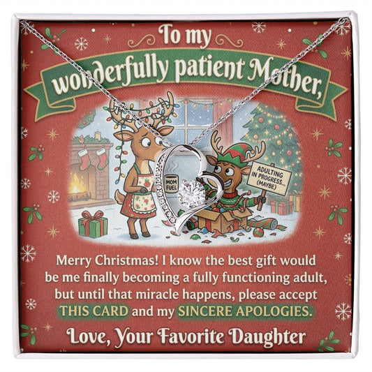 To My Mother Necklace From Daughter, Funny Christmas Gift for Mom, Adulting In Progress - Love Knot Necklace-LKN99492