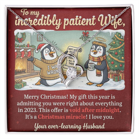 To My Wife Necklace From Husband, Funny Christmas Gift, Admitting You Were Right Xmas Present for Her, Love Knot Necklace-LKN65688